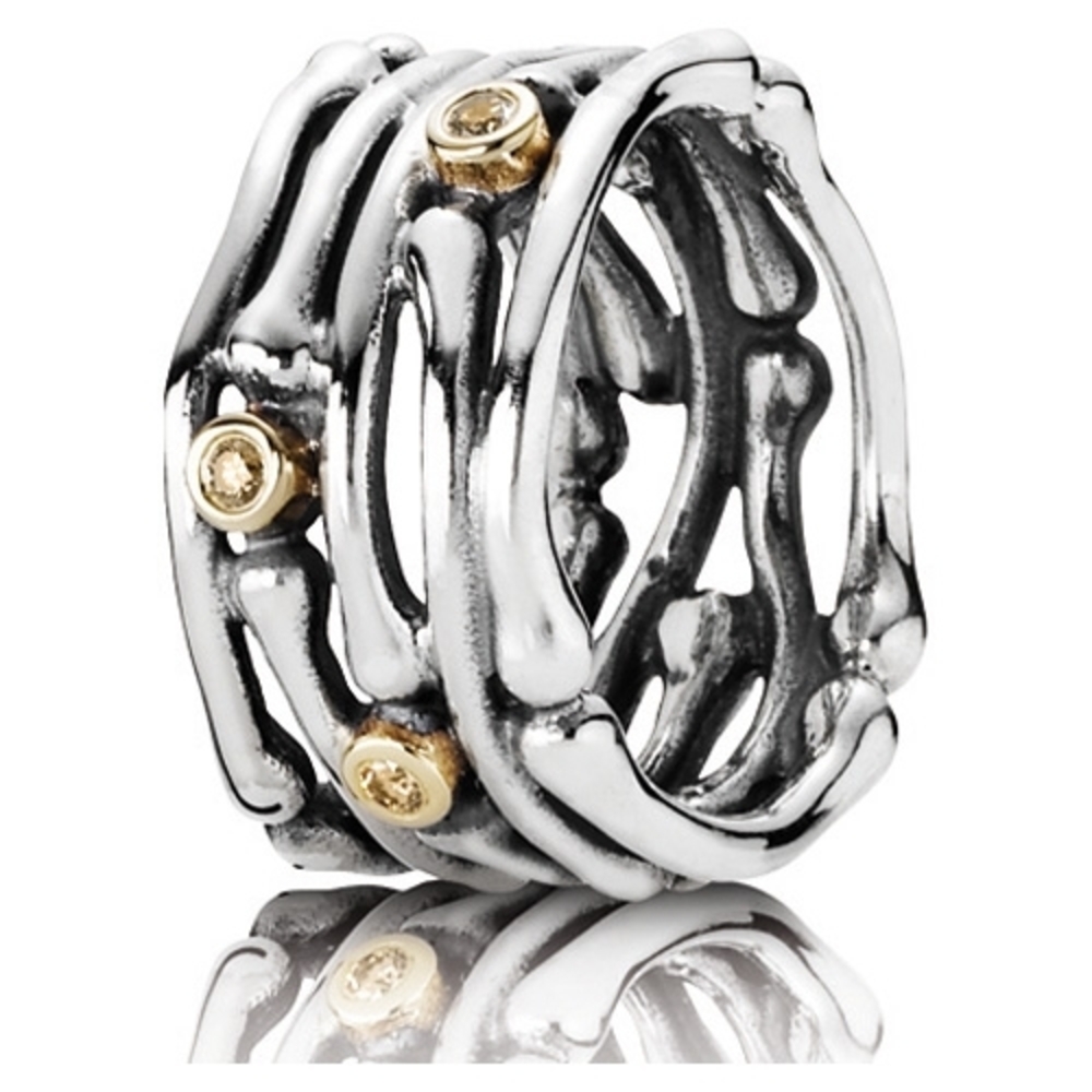 Pandora Two-Tone Silver and Gold Stackable Funny Bones ring